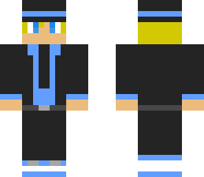 black and light blue suit