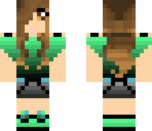 brunette with green and blue stuff
