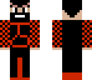the red and black suit