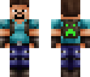 steve with creeper backpack