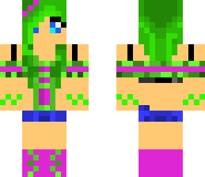 purple and green outfit