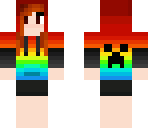rainbow hoodie girl with the hood on