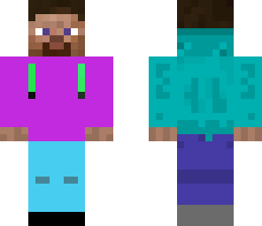 purple steve with hoodie