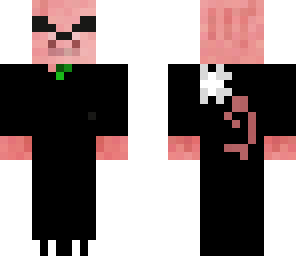 pig in suit and glass