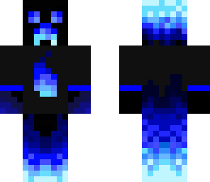 flaming blue creeper with a shirt