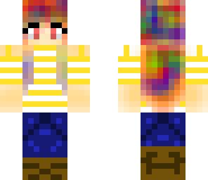 rainbow hair girl with jeans and boots