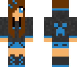 cute girl with blue creeper hoodie