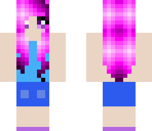 purple haired girl with clothes