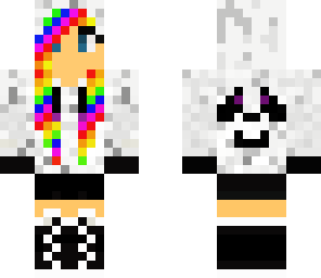 edited rainbow panda hoodie girl