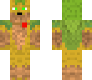 gold wolf with green cloak and hood