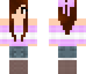 brunette girl with a purple bow