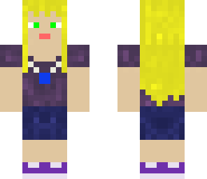 blonde girl with a purple shirt