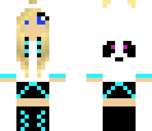 blonde panda girl in light blue