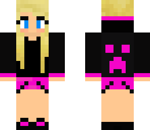 pink and black creeper hoodie girl