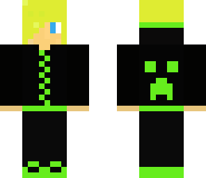 blonde guy with black and green creeper hoodie