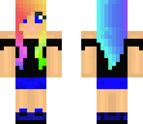 rainbow hair girl with headphones