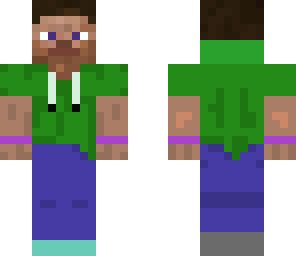 green steve with hoodie