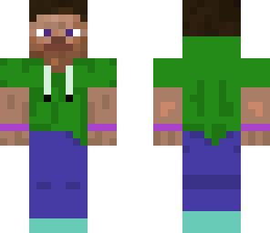 green steve with hoodie