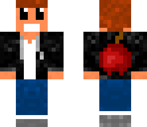 cool guy with an apple on hes back