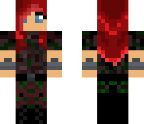 camo girl with red har