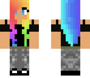 dark girl with rainbow hair