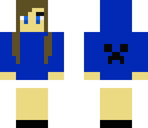 girl with a blue creeper sweat-shirt