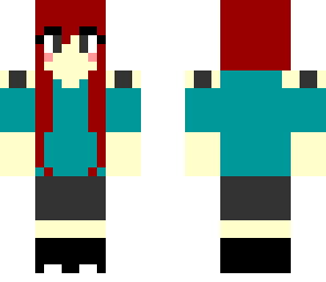 red haired girl with blue shirt
