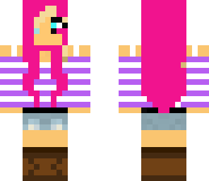 pink hair girl skin
