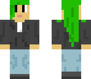 girl leather jacket green hair