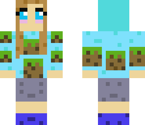 green grass block hoddie girl
