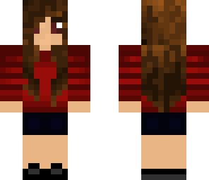 red shirt girl shorts