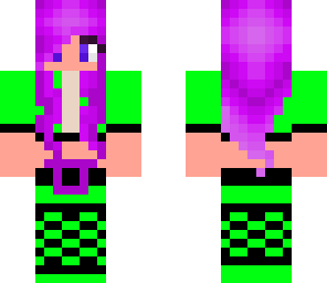 purple haired green girl