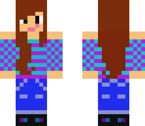purple and blue girl with smile