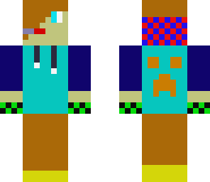 light blue dark blue red creeper face teen