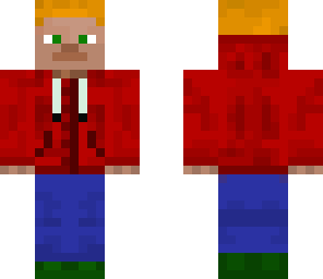 steve in red winter clothes