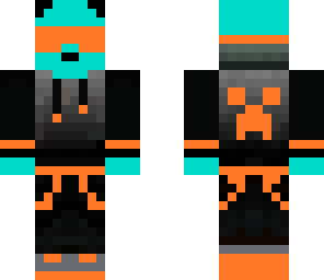 blue skin orange panda man