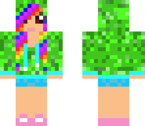 rainbow hair green hoodie girl