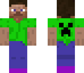 green steve with creeper face