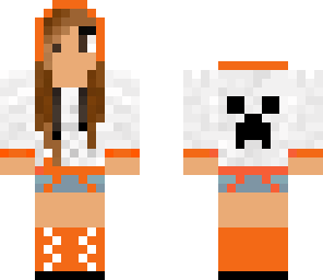 orange creeper hoodie girl hood on