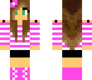 pink girl with green eyes