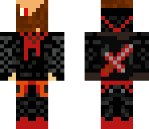 upside down head with sword hoodie guy