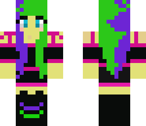 purple green half hair girl