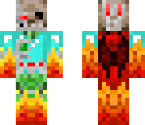 robo-creeper skeleton on fire
