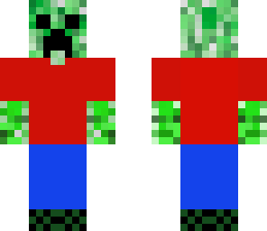 creeper with a red tshirt and blue pants