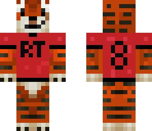 tiger with shirt saying rt and back has an 8