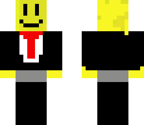 yellow dude with a face in a suit
