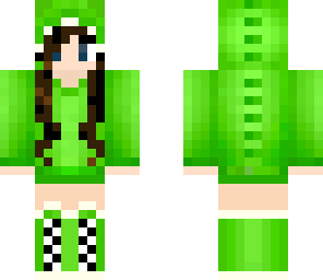 green dino girl with blue eyes 