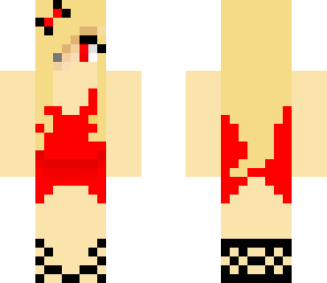 mary in a red dress