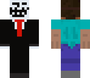 steve wearing trollol mask and part suit