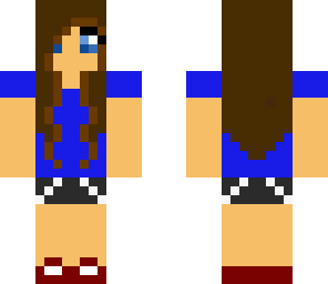 blue girl with red sneakers